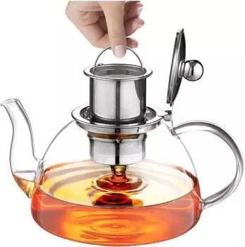 Teekanne Teekanne aus Borosilikatglas mit Siebeinsatz und Glasdeckel, 1300ml