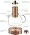 LuxusKollektion Teekanne aus Glas mit Teesieb und Teewärmer, 1500ml, kupferfarben