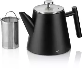 Kela Modena Teekanne doppelwandig, Edelstahl 18/10, schwarz matt, 1l (11357)