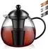 LuxusKollektion Teekanne Typ7 Borosilikatglas, Edelstahl-Teesieb, schwarz, 1500ml