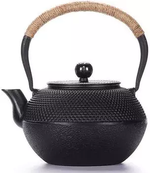 LuxusKollektion Tetsubin Teekanne Gusseisen mit Edelstahl-Sieb, 1200ml, schwarz