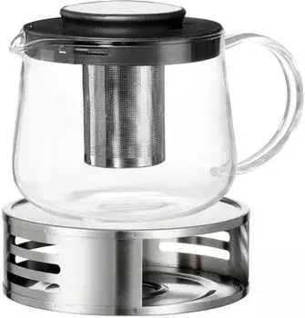 Ritzenhoff & Breker Yucca Teekanne mit Sieb & Stövchen, Glas/Metall, 1,5l, 2er Set