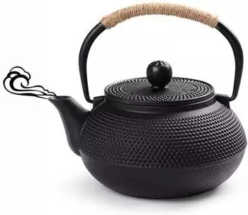 Gerster Gusseiserne Teekanne japanischer Stil, Edelstahlsieb, 600ml, schwarz