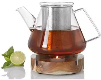 AdHoc ORIENT+ Teekanne & Stövchen TUTO Set, Borosilikatglas/Akazienholz, 1,5l