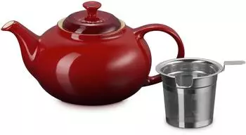 Le Creuset Klassische Teekanne mit Siebeinsatz, Steinzeug, kirschrot, 1,3L (70704000600009)