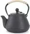 LuxusKollektion Gusseisen-Teekanne mit Warmhalter und Teesieb, 1000ml, schwarz