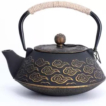 Gerster Gusseisen-Teekanne mit Infuser, japanisch, schwarz emailliert, 800ml