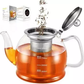 Gerster Teekanne aus Borosilikatglas mit Siebeinsatz, 1000ml