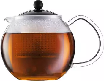 Bodum Assam Teebereiter mit Glasgriff und farbigem Deckel 0,5 L schwarz