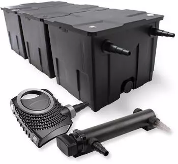Wiltec CBF-350C Teichfilter-Komplettset 90000L, Pumpe 8000l/h 70W, UVC-Klärer 24W (54792)