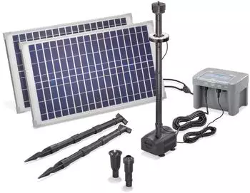 Esotec Solar Teichpumpenset 50/1300 50W 1300l/h 12Ah Pb-Akkuspeicher LED (101926)