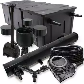 Wiltec Teich-Komplettset CBF-350C bis 90000L, Pumpe 10000l/h, UV-Kl&auml;rer 72W (55274)
