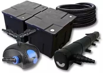 Wiltec Teichfilter-Komplettset bis 60000L, Pumpe 12000l/h 100W, UVC-Klärer 72W (55055)