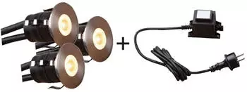 Heissner Smart Light Bodeneinbau Spot Starter-Set Decklights 3 Spots warmwei&szlig; mit Transformator (L450-00)