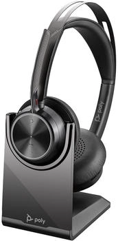 Poly Voyager Focus 2 UC, Standard, USB-C mit Ladestation + USB-C/A-Adapter