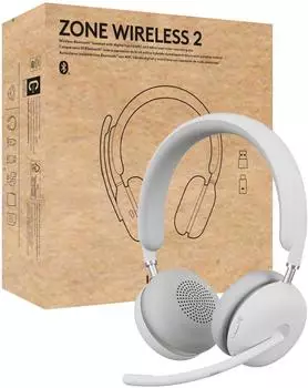 Logitech Headset Zone Wrls 2 Uc (Kabellos, USB-C), Office Headset, Weiss