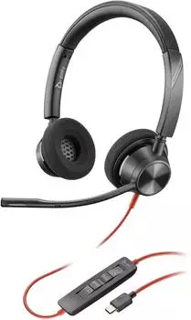 Poly HP Blackwire 3320 USB-A Stereo Headset, Avec fil, Bureau/Centre d'appels, 130 g, Casque, Noir (Kabelgebunden, USB-A), Office Headset, Schwarz