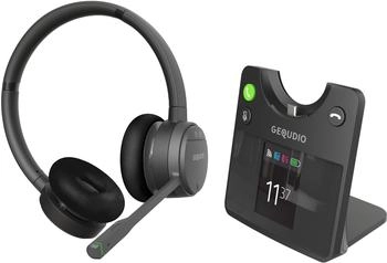 GEQUDIO GC-4 DECT und BT Duales Headset inkl. Basisstation (Kabellos, USB-A), Office Headset