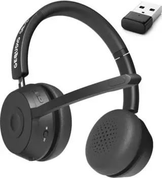 GEQUDIO Schnurlos Bluetooth Headset GB-2 (ohne USB-Adapter) (Kabellos), Office Headset, Schwarz