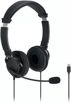 Kensington Headset Classic EQ USB-C mit Micro & Vol Ctrl (Kabelgebunden, USB-C), Office Headset, Schwarz