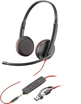 Poly Blackwire 3225 Kabelgebundenes Headset Binaurale Geräuschunterdrückung USB-C/USB-A/3,5mm (8X222AA)
