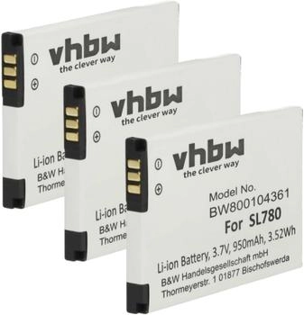 vhbw 3x Akku kompatibel mit Siemens Gigaset SL610H Pro, SL780, SL450H, SL450A Go, SL450HX schnurlos Festnetz Telefon (950 mAh, 3,7 V, Li-Ion)