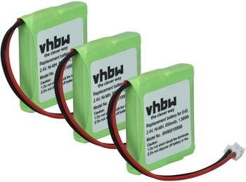 vhbw 3x Akku kompatibel mit Siemens Gigaset E455, E455 Sim, E450 Sim, E40, E450, E45 schnurlos Festnetz Telefon (650 mAh, 2,4 V, NiMH)