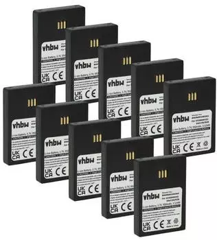 vhbw 10x Akku kompatibel mit Ascom 9D62, D62 DECT, i62 Messenger, i62, DH4-ACAB schnurlos Festnetz Telefon (950 mAh, 3,7 V, Li-Ion) Schwarz
