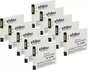 vhbw 10x Akku kompatibel mit Unify OpenStage SL6, SL400, SL450 schnurlos Festnetz Telefon (950 mAh, 3,7 V, Li-Ion)