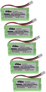 vhbw 5x Akku kompatibel mit Siemens Gigaset A26, A245, A245 weiß, A245 DUO, A260 schnurlos Festnetz Telefon (800mAh, 2,4V, NiMH)
