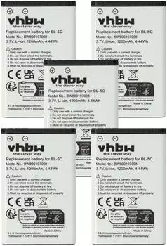 vhbw 5x Akku kompatibel mit Agfeo DECT 60, DECT 60 IP Handy Smartphone Telefon (1200 mAh, 3,7 V, Li-Ion)