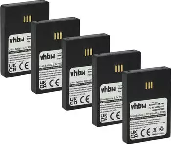 vhbw 5x Akku kompatibel mit Ascom 9D62, D62 DECT, i62 Messenger, i62, DH4-ACAB schnurlos Festnetz Telefon (950 mAh, 3,7 V, Li-Ion) Schwarz