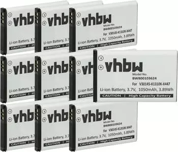 vhbw 10x Akku kompatibel mit Siemens Gigaset SL910A, SL910H, SL910 schnurlos Festnetz Telefon (1050 mAh, 3,7 V, Li-Ion)