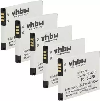 vhbw 5x Akku kompatibel mit Unify OpenStage SL4 Professional, OpenStage SL5, OpenScape SL5 schnurlos Festnetz Telefon (950 mAh, 3,7 V, Li-Ion)