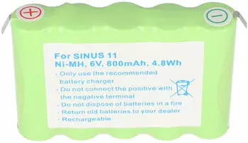AccuCell Akku passend für universal Siemens Sinus 11, NiMH, 6V, 800mAh, 5 x AA, insert pack mit soldering tag