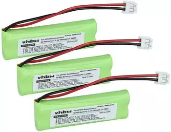vhbw Akku 3er-Set für Schnurlostelefon NiMH 500mAh 2,4V