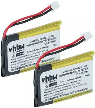 vhbw Ersatzakku 2x Li-Polymer 300mAh 3,7V f&uuml;r Savi W710-M / W720-M Headset (121959361-16)