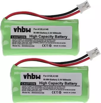 vhbw Akku 2x NiMH 800mAh 2,4V f&uuml;r Gigaset AS140/AL140/AL145 (176198937-5)