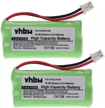 vhbw Ersatzakku 2x NiMH 800mAh 2,4V f&uuml;r Gigaset A145/A150/A160/A165 (VHBW4064115114201)
