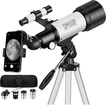 LuxusKollektion Refraktor-Teleskop 70/400mm mit Stativ und 5x24 Sucherfernrohr