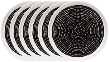 Marimekko Räsymatto Teller (25 cm) - 6 pack schwarz-weiß