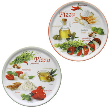 MamboCat 2er Set Pizzateller Napoli Green & Red Ø 32 cm Platte XL-Teller Porzellan