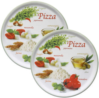 MamboCat 2er Set Pizzateller Napoli Green Ø 32 cm Servier-Platte XL-Teller Porzellan