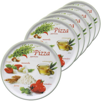 MamboCat 6er Set Pizzateller Napoli Green Ø 32 cm Servier-Platte XL-Teller Porzellan