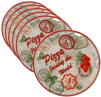 MamboCat 6er Set Pizzateller Rom rot Ø 33 cm Servier-Platte XL-Teller Porzellan