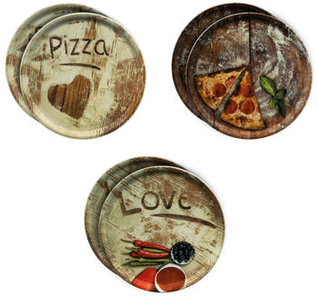 MamboCat 6er Set Pizzateller Oliven-, Salami- & Lieblingspizza Ø 31cm Platte XL-Teller