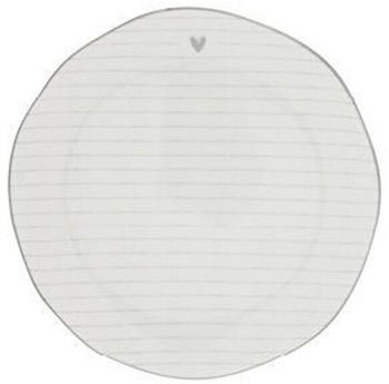 Bastion Collections 6er Set Dessertteller HEART STRIPES weiß grau Streifen 16cm