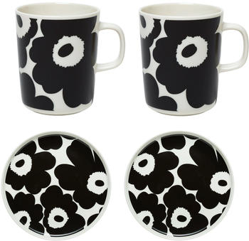 Marimekko Unikko Frühstücksset Weiß-schwarz