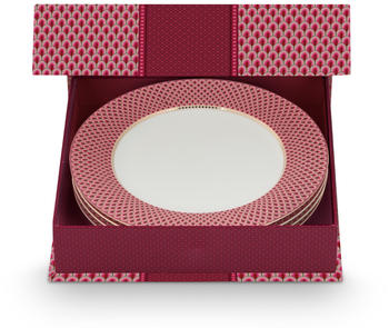 PiP Studio Flower Festival Scallop Teller dark pink 26,5 cm pink 4er Geschenk-Set