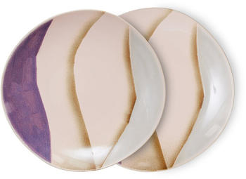 HKliving 70's Ceramic Side Plate Beilagenteller 2er-Set valley Ø 22 cm Höhe 2 cm